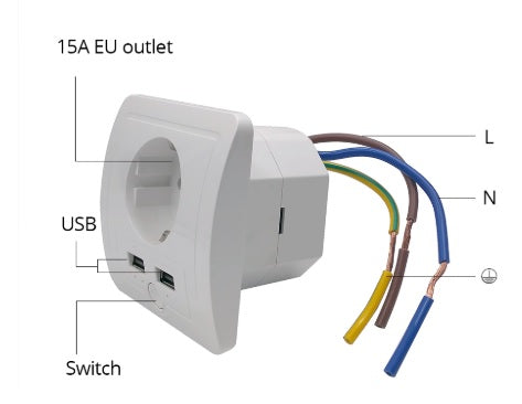 röststyrd elkontakt med usb