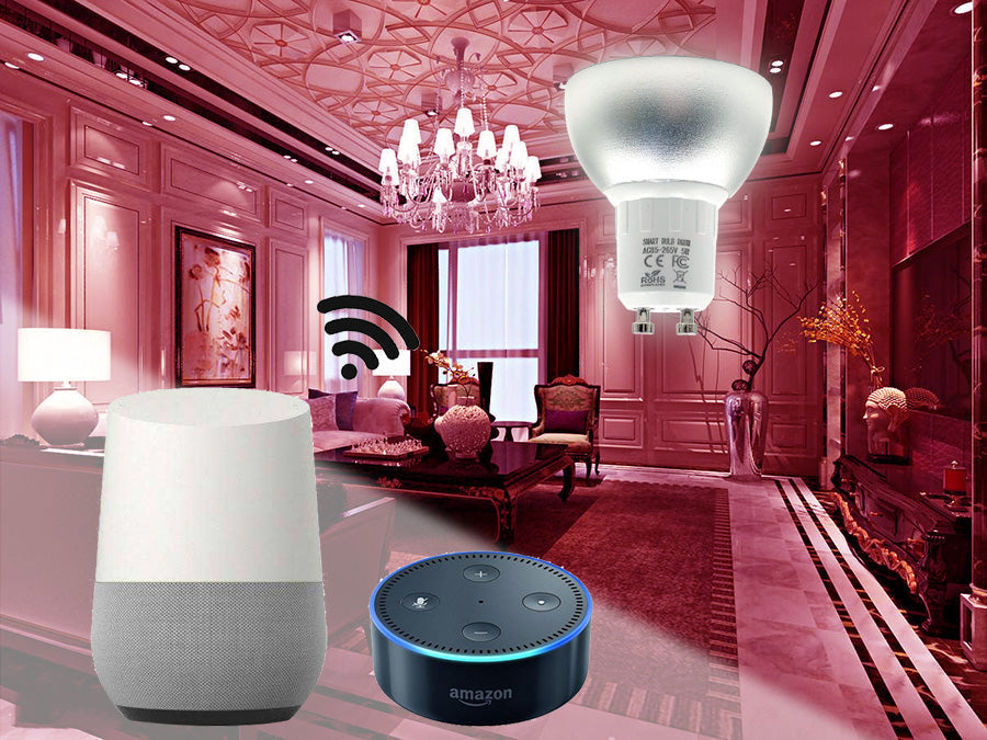 GU10 WiFi RGBW LED-lampa  med röststyrning via Alexa , Google Home