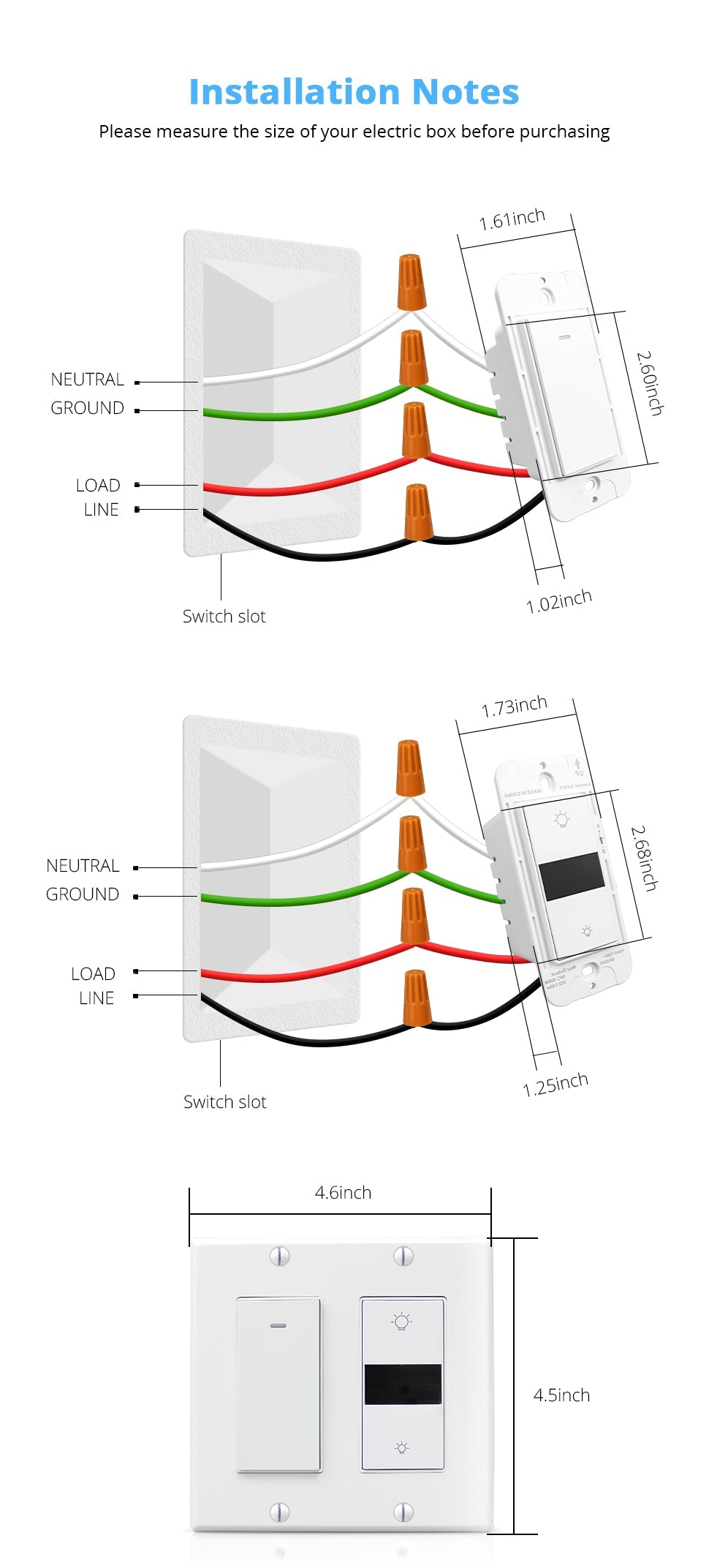 Smart wifi Väg lamp Switch Dimmer