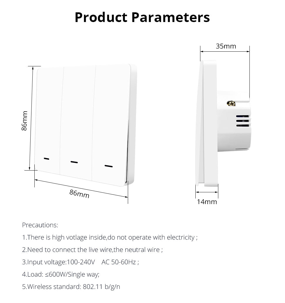 Smart wifi lamp kontakt 3 knappar